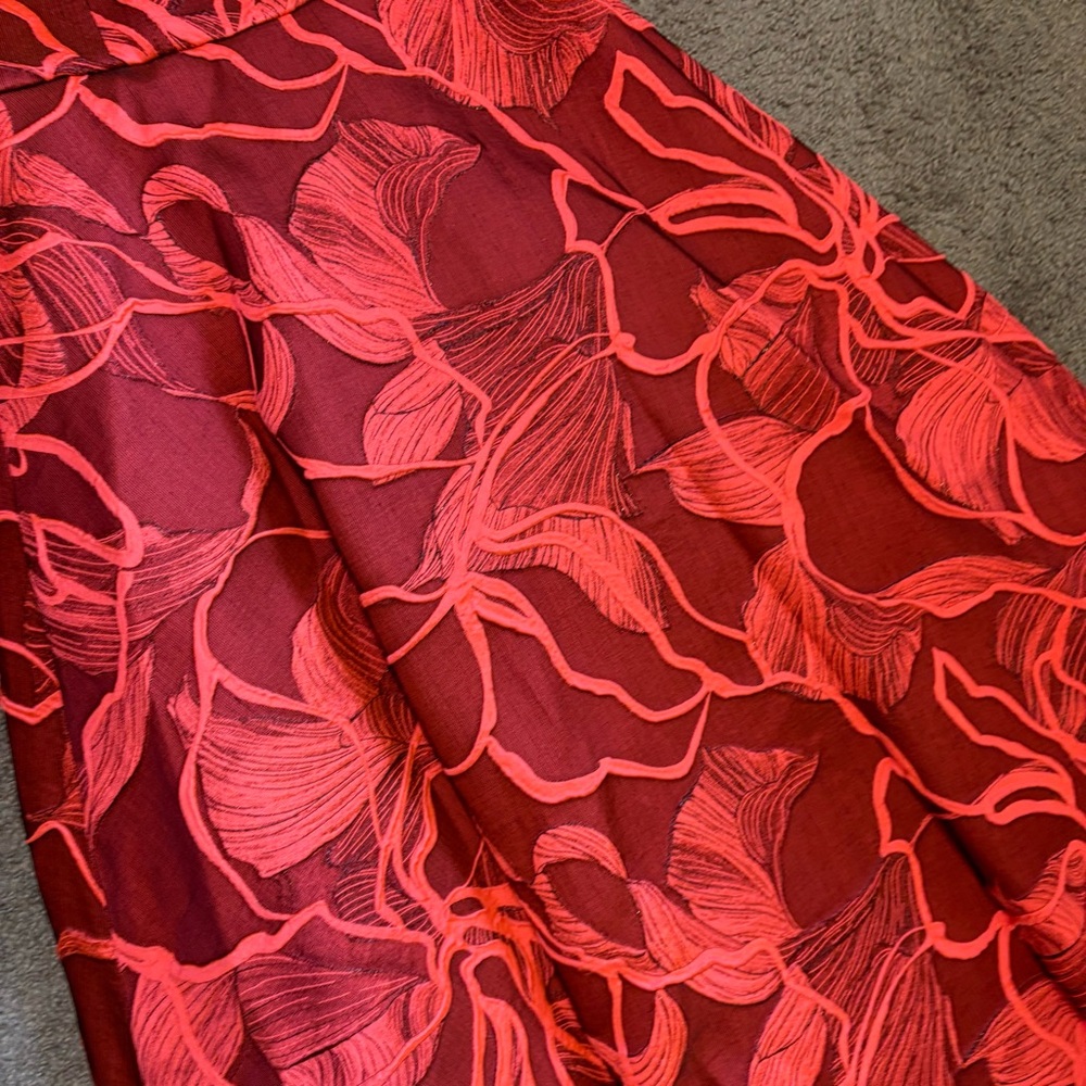 Amsale New Italian Fluorescent Floral Jacquard Gown In Coral Black Size 14 - Picture 9 of 16